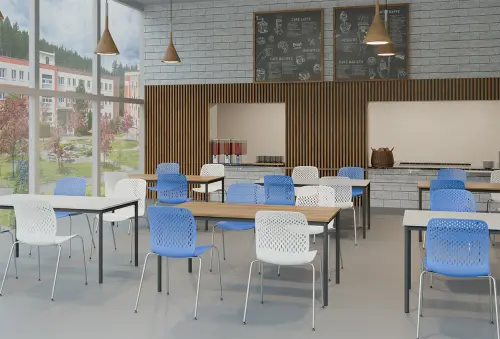 SKY, židle plastová, kostra chrom, bílá